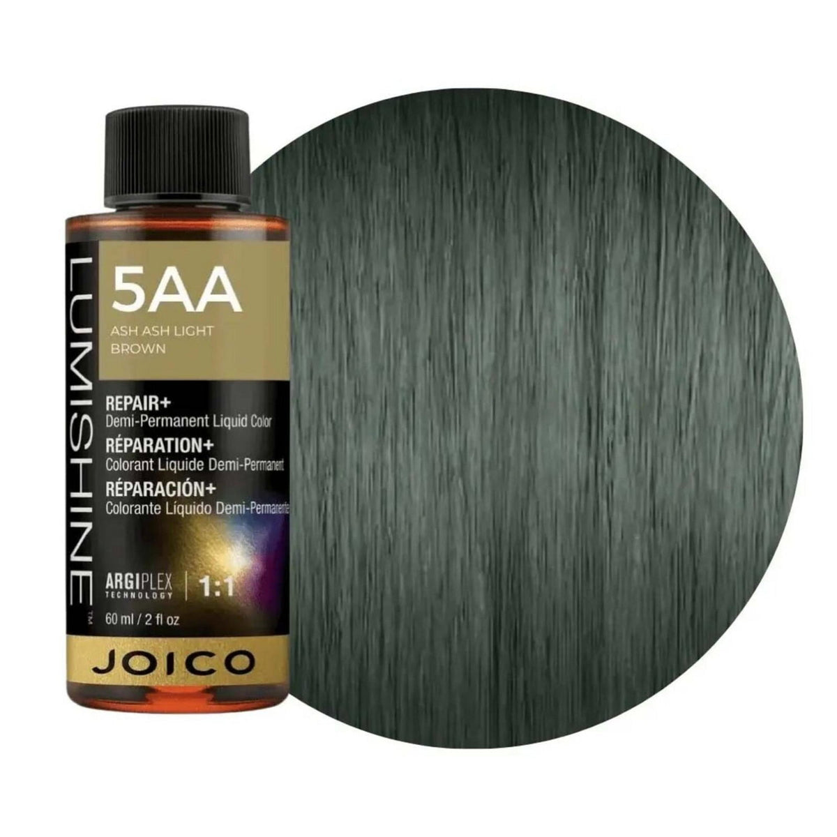 Joico, LumiShine, Demi-Permanent Hair Dye, 5AA Ash Ash Light Brown, 60 ml