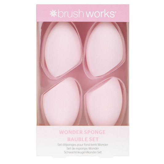 Set, Brushworks, Wonder Sponge Bauble, Makeup Sponge, Pink, 4 pcs