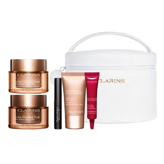 Set Clarins: Extra-Firming, Anti-Ageing, Day, Cream, For Face, 50 ml + Extra-Firming, Anti-Wrinkle, Night, Cream, For Face, 50 ml + Extra-Firming, Firming, Cream, For Neck & Decollete, 15 ml + Total Eye, Lift, Eye Serum, 7 ml + Wonder Perfect,…