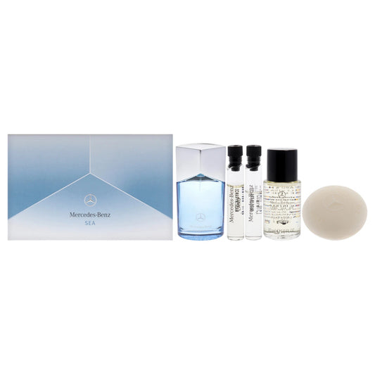 Set Mercedes-Benz: Sea, Eau De Parfum, For Men, 100 ml + Air, Eau De Parfum, For Men, 1.5 ml *Sample + Land, Eau De Parfum, For Men, 1.5 ml *Sample + Land-Sea-Air, Hydrating, Oil, Face, Body, Hair & Beard, 30 ml + Land-Sea-Air, Cleansing, Scented Soap…
