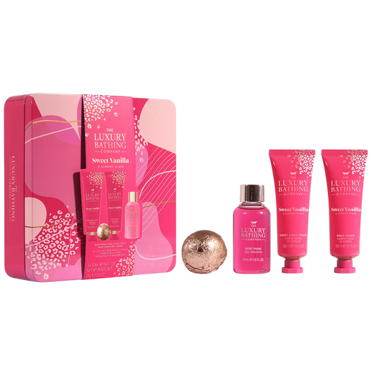 Set The Luxury Bathing Company: Sweet Vanilla & Almond Glaze, Cleansing & Refreshing, Shower Gel, For All Skin Types, 50 ml + Sweet Vanilla & Almond Glaze, Bath Bomb, 25 g + Sweet Vanilla & Almond Glaze, Hydrating & Softening, Body Cream, Daily, 50 ml +…