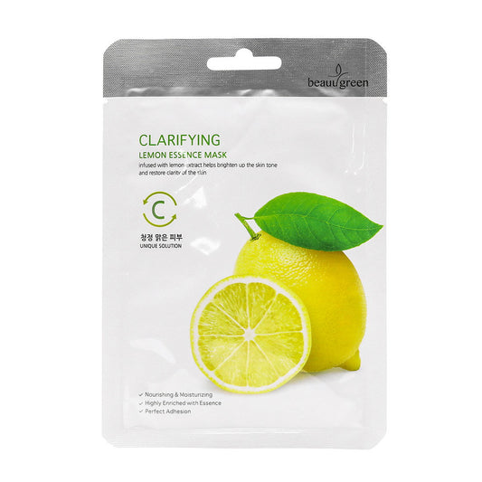 Beauugreen, Essence, Lemon Essence, Clarifying, Sheet Mask, For Face, 23 g