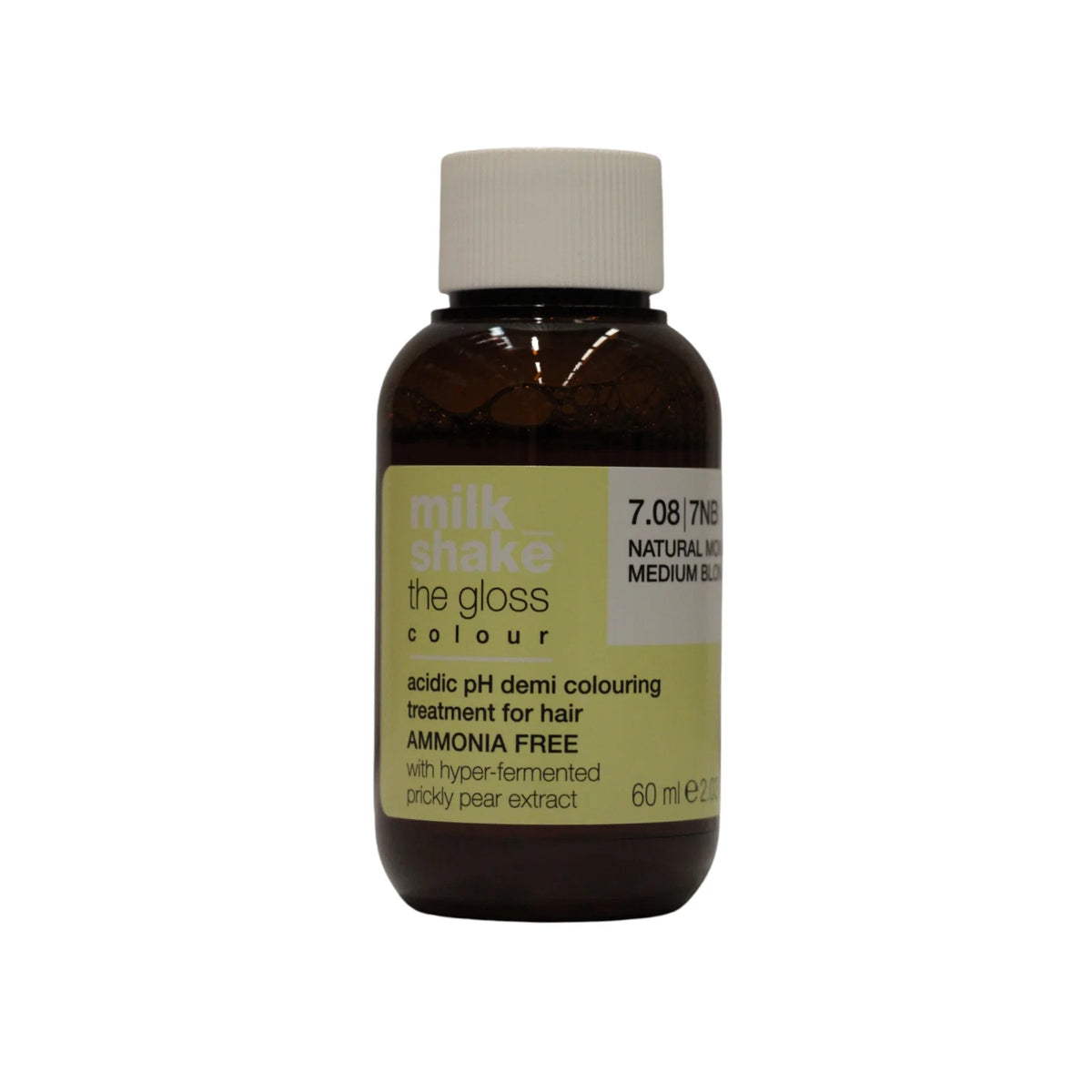 Milk Shake, The Gloss Acidic pH, Demi-Permanent Hair Dye, 7.08 Natural Moka Medium Blond, 60 ml